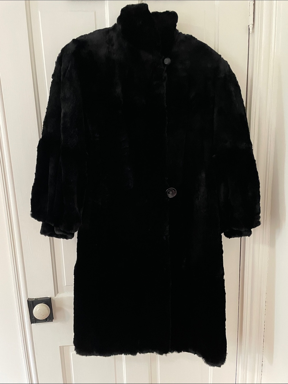 Vintage Black Faux Fur Long Coat - Classic Women's Outerwear
